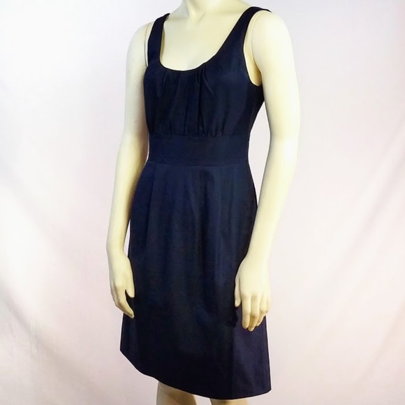J. Crew Cotton Sleeveless Navy Blue Dress Sz:0 - Picture 3 of 7